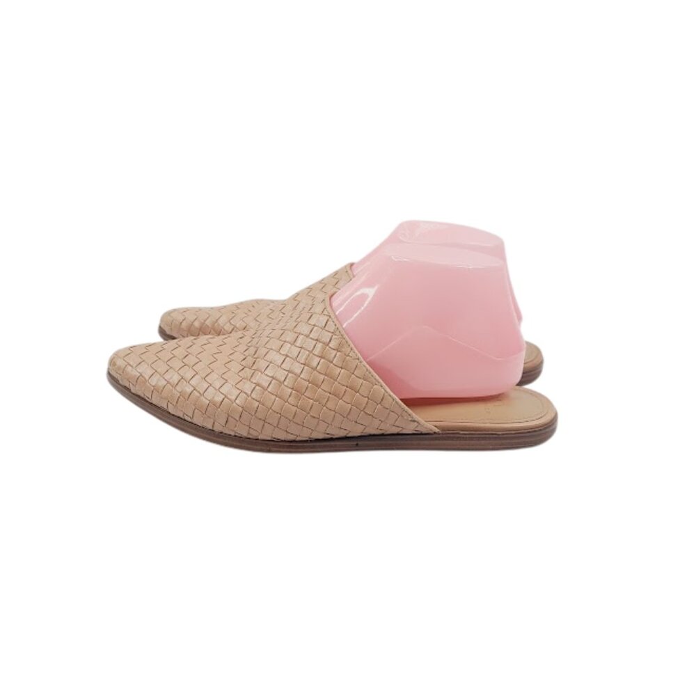 Marc Fisher Women's Tan Garren Leather Knit‎ Slip-On Casual Mules Size 9.5M